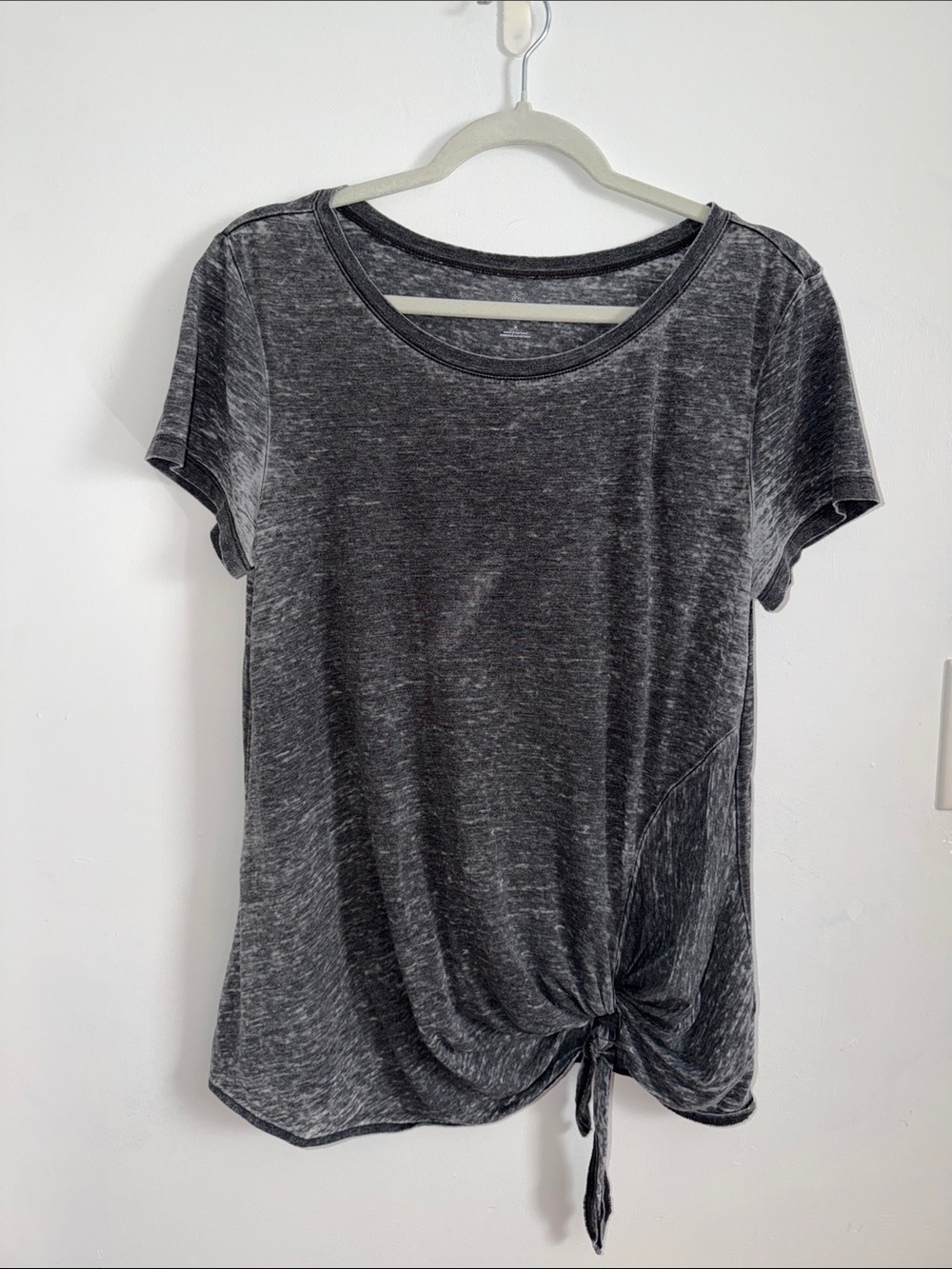 Caslon Charcoal Tie-Front Short Sleeve Tee